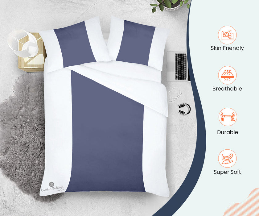 Mediterranean Blue Contrast Colour Bar Duvet Cover