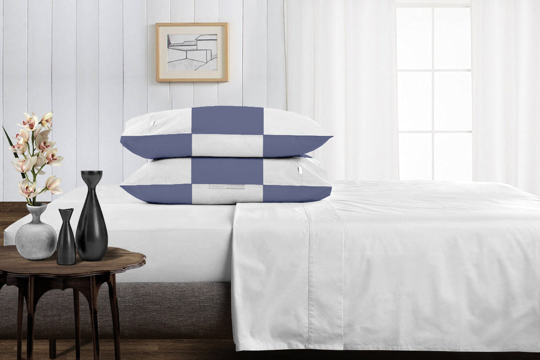 Mediterranean Blue with White Chex Pillow Covers