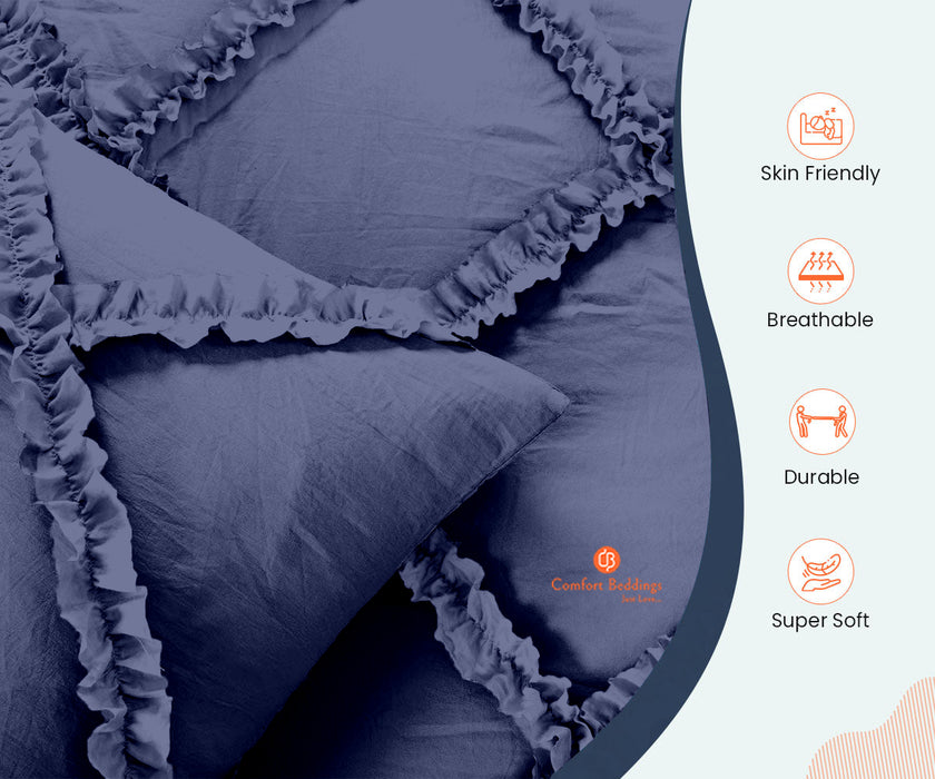 Mediterranean Blue Diamond Ruffled Duvet Cover