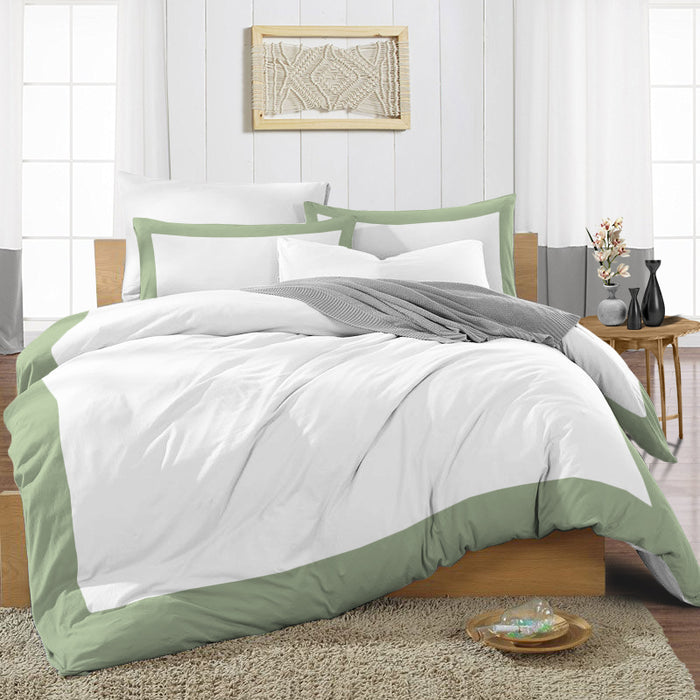 Moss with White Two Tone Duvet Cover