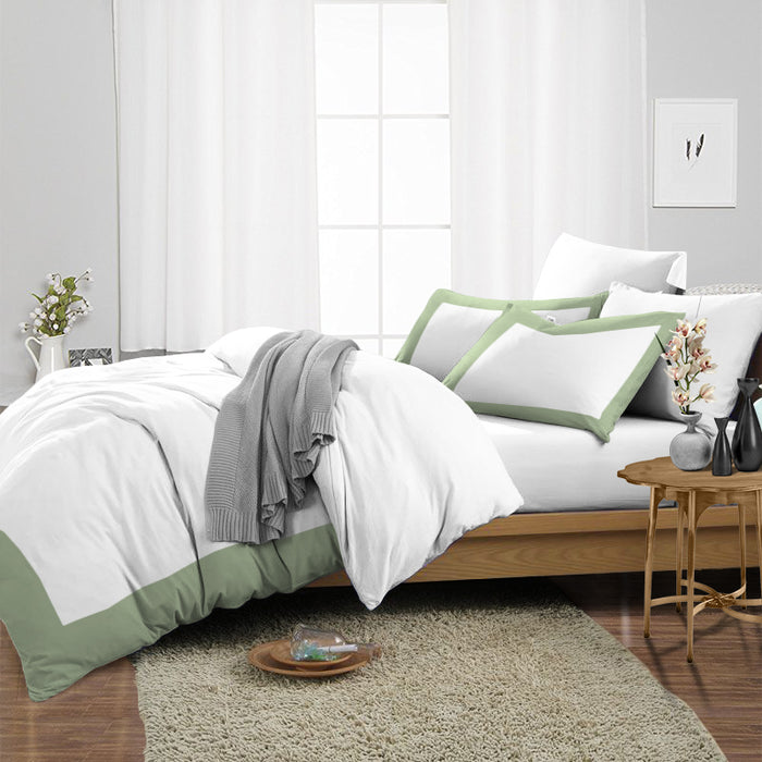 Moss with White Two Tone Duvet Cover