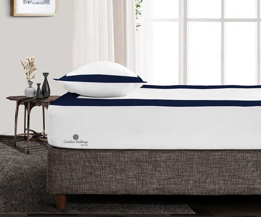 Navy Blue two tone Fitted Bed Sheet