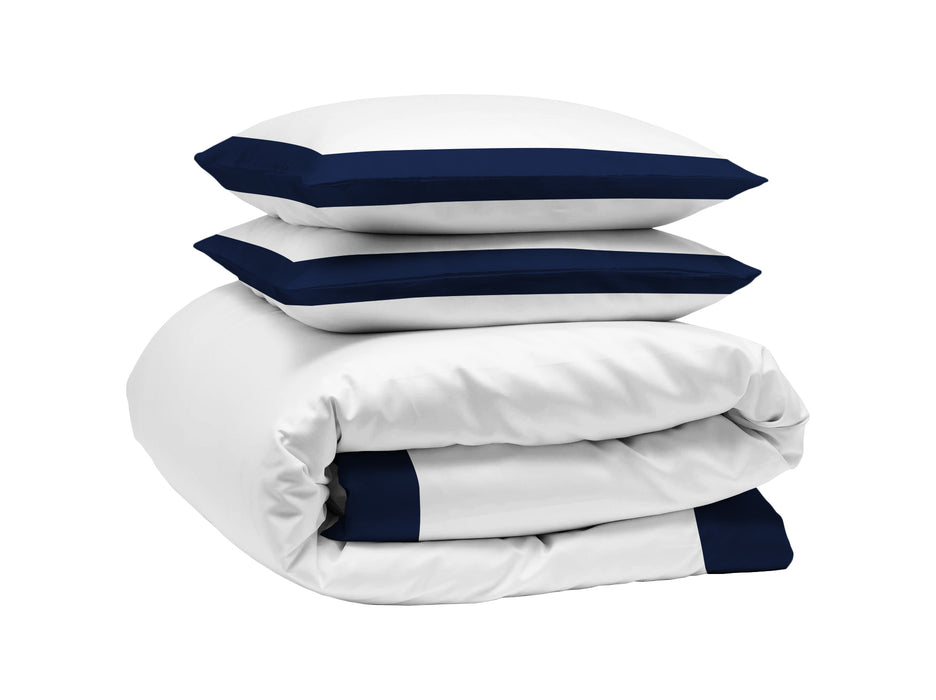 Navy Blue with White Two Tone Duvet Cover