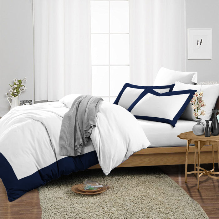 Navy Blue with White Two Tone Duvet Cover