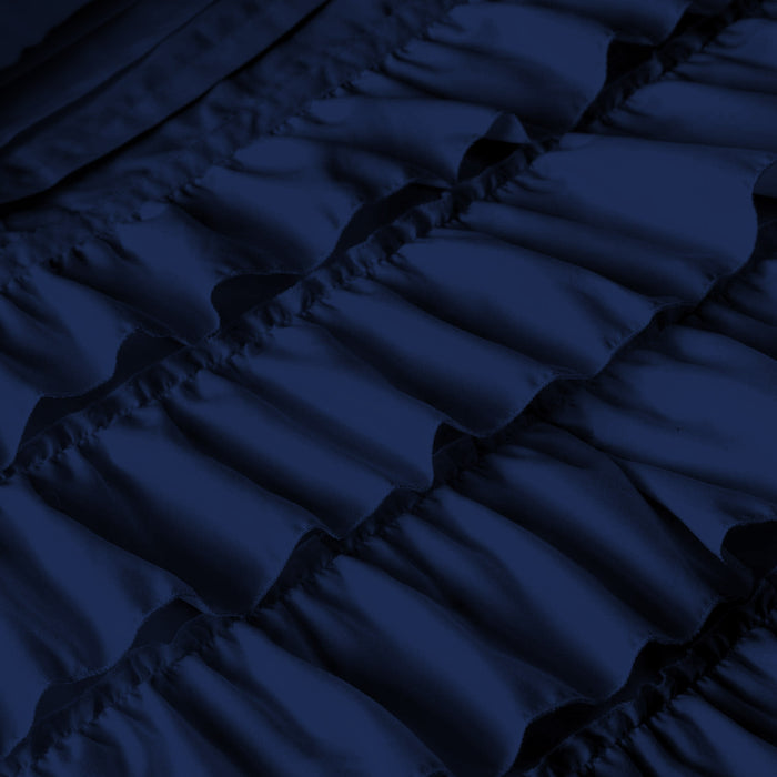 Navy Blue Multi Ruffled Duvet Cover