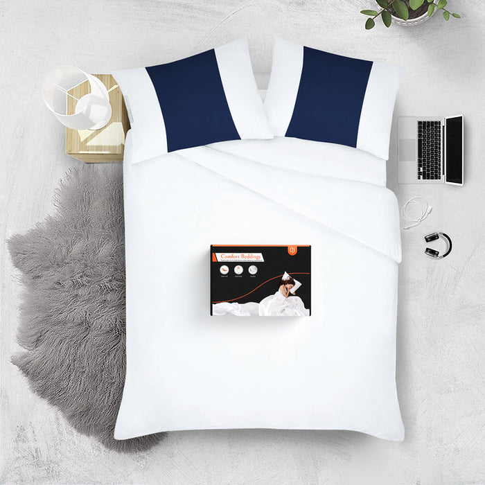 Navy Blue with White Contrast Pillow Covers