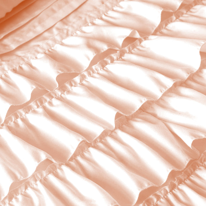 Peach Multi Ruffled Duvet Cover