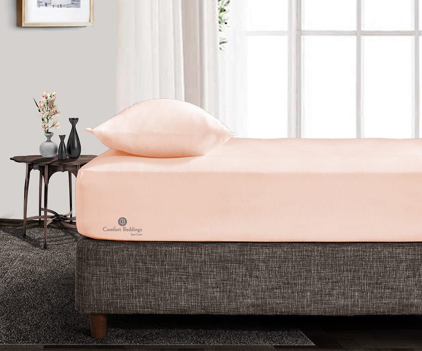 600 TC Peach Fitted Sheet