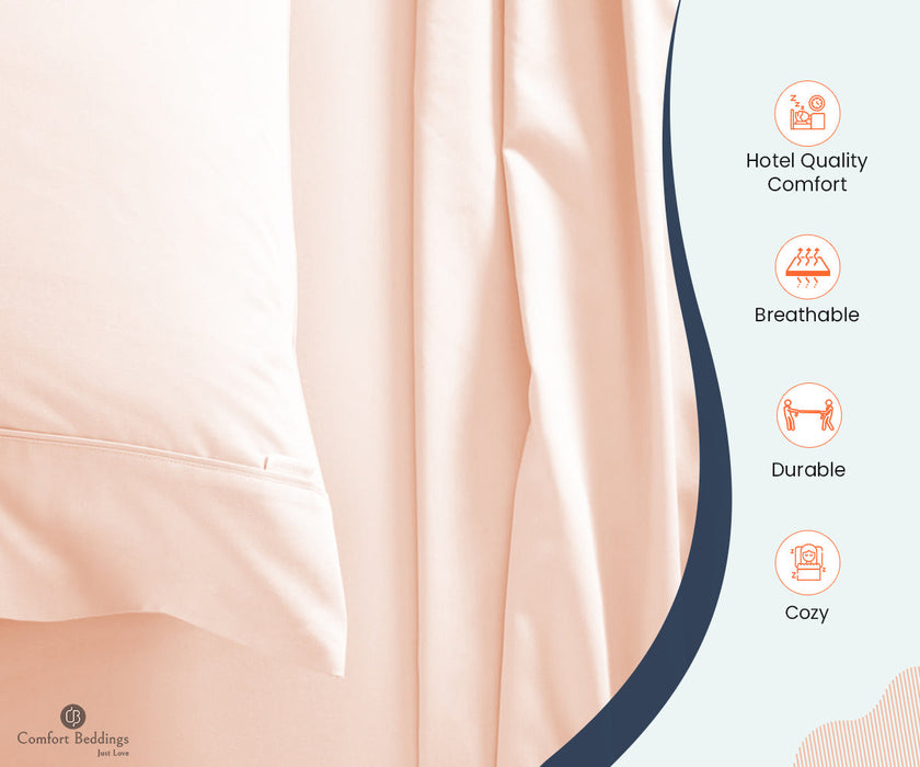 600 TC Peach Fitted Sheet