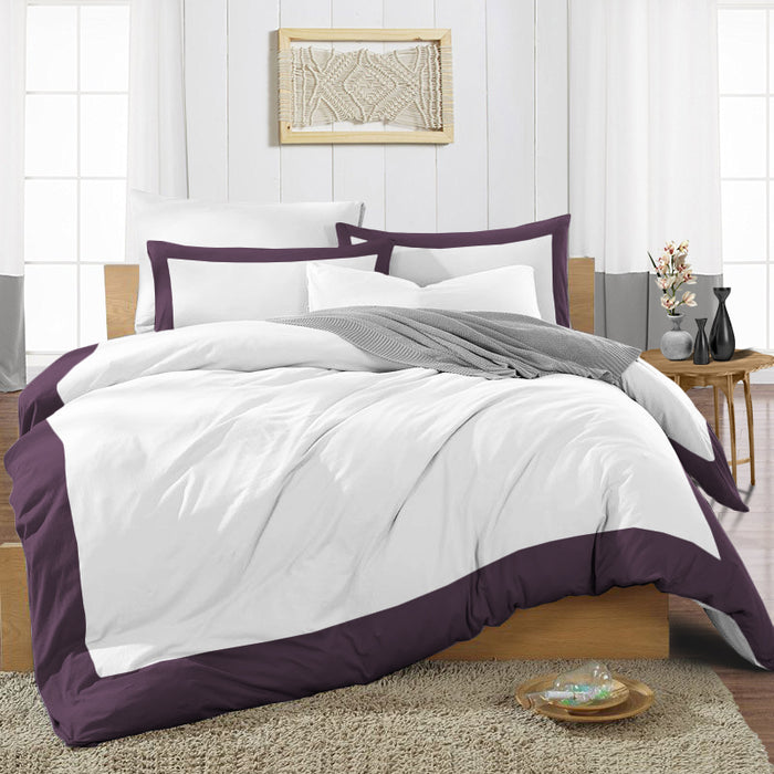 Plum with White Two Tone Duvet Cover