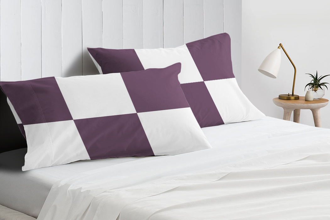 Plum with White Chex Pillow Covers