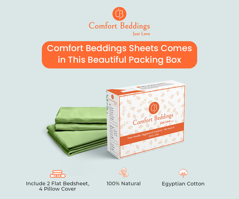Sage Pack Of 2 Flat Bedsheet With 4 Pillow Covers