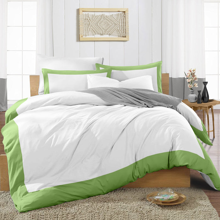 Sage with White Two Tone Duvet Cover
