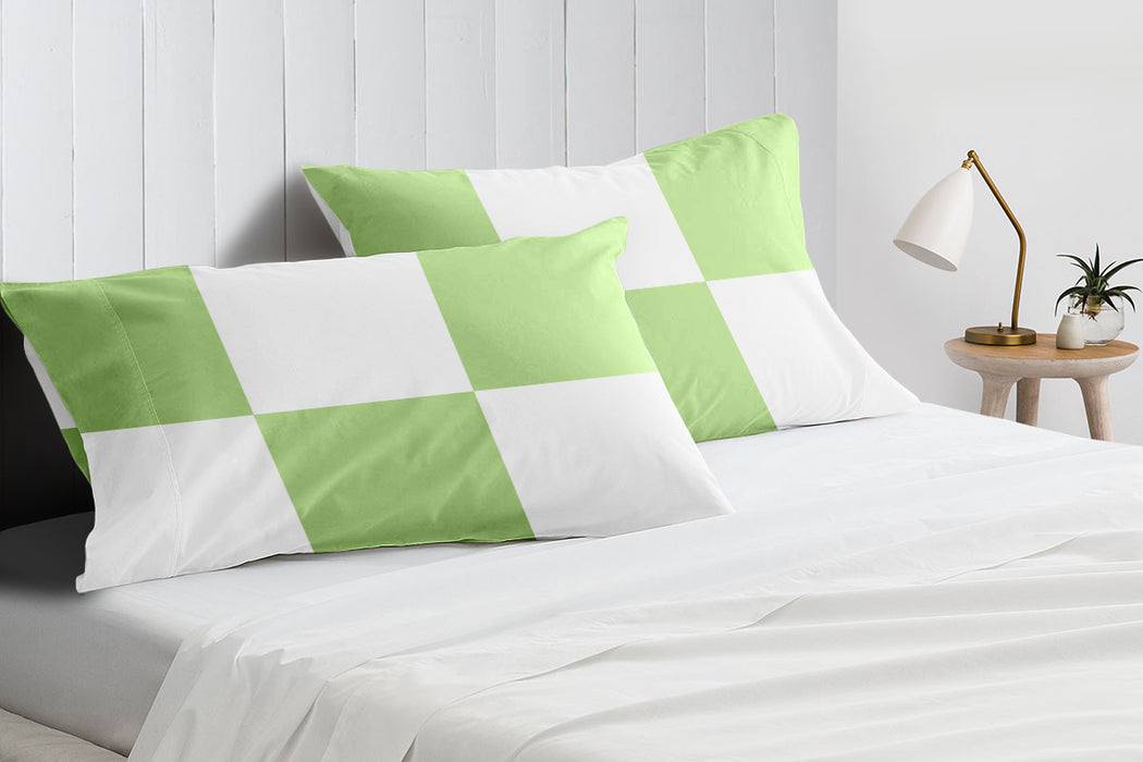 Sage with White Chex Pillow Covers