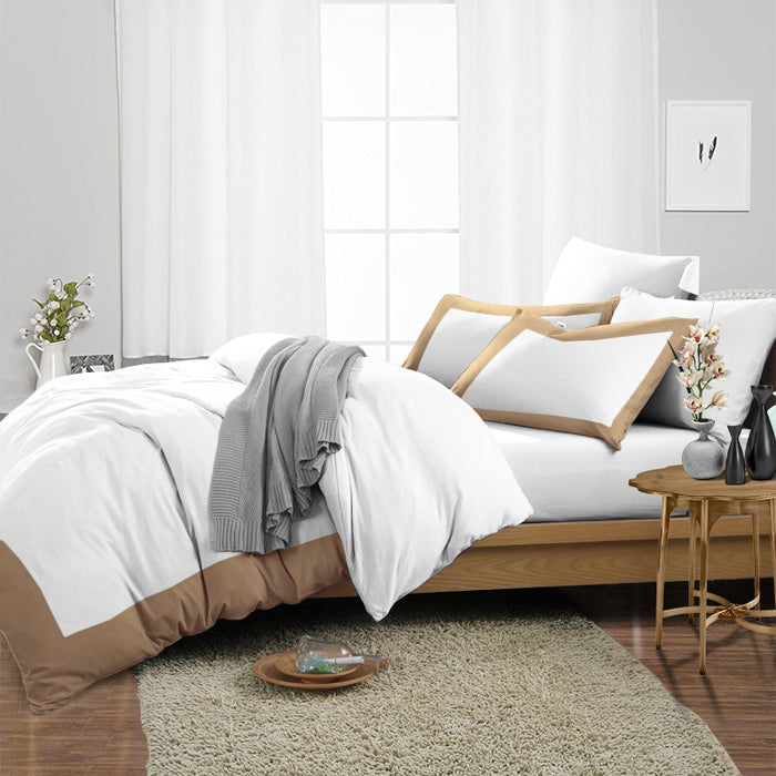 Taupe with White Two Tone Duvet Cover