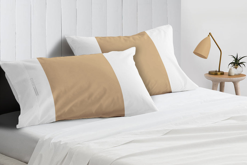 Taupe with White Contrast Pillow Covers