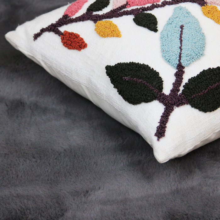 Satin Leaf Hand-tufted Cushion Cover