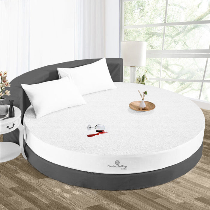 Waterproof White Terry Round Bed Mattress Protector