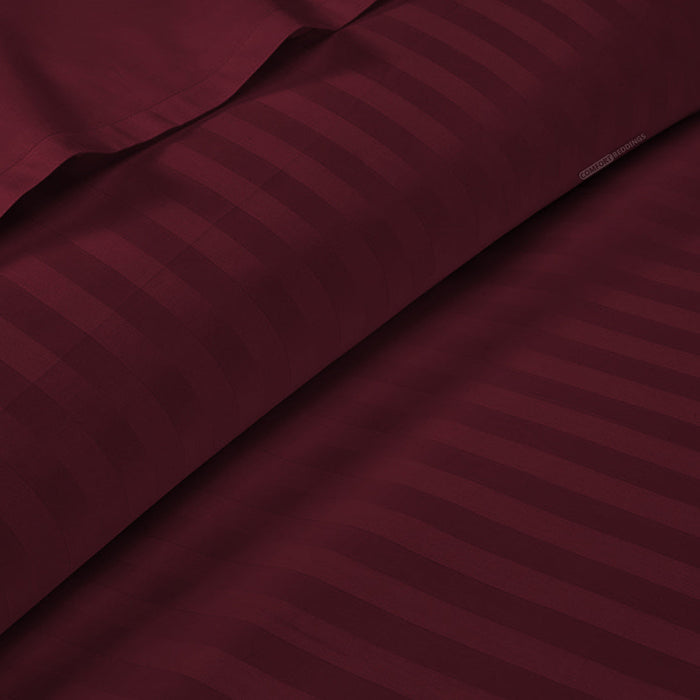 Luxurious Wine Striped Duvet Cover - 300 TC
