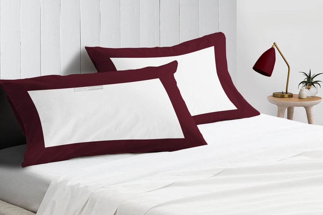 Wine with White Two Tone Pillow Covers