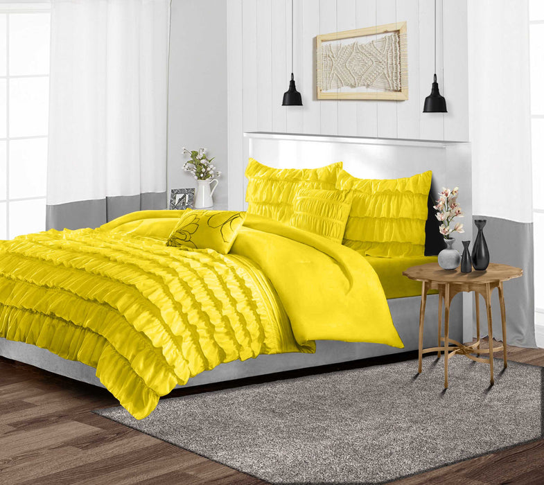 Yellow Multi Ruffled Duvet Cover