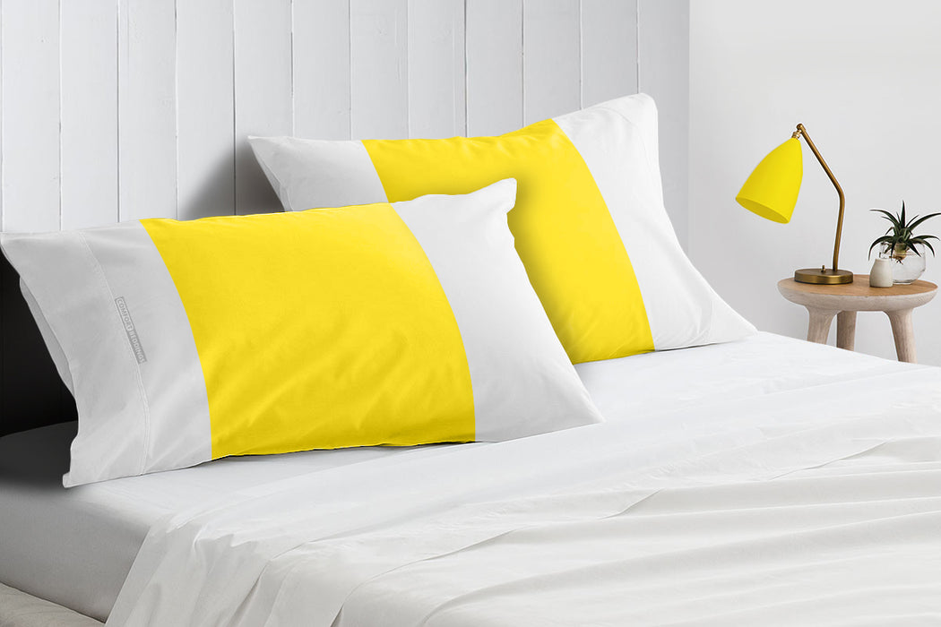 Yellow with White Contrast Pillow Covers