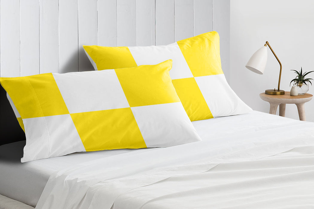 Yellow with White Chex Pillow Covers