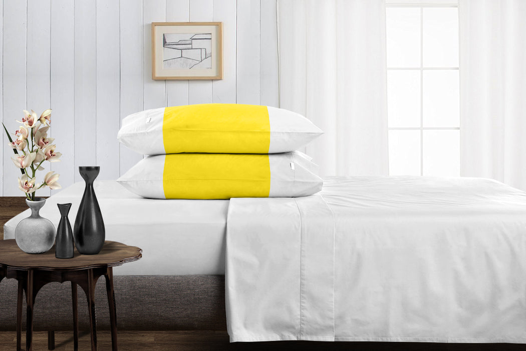 Yellow with White Contrast Pillow Covers
