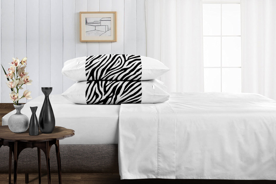 Zebra Print with White Contrast Pillow Covers