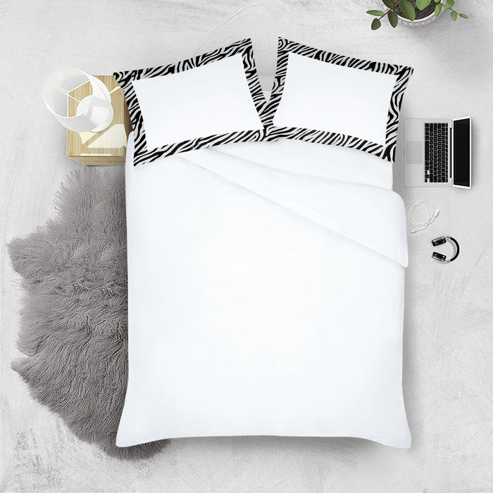 Zebra Print with White Two Tone Pillow Covers