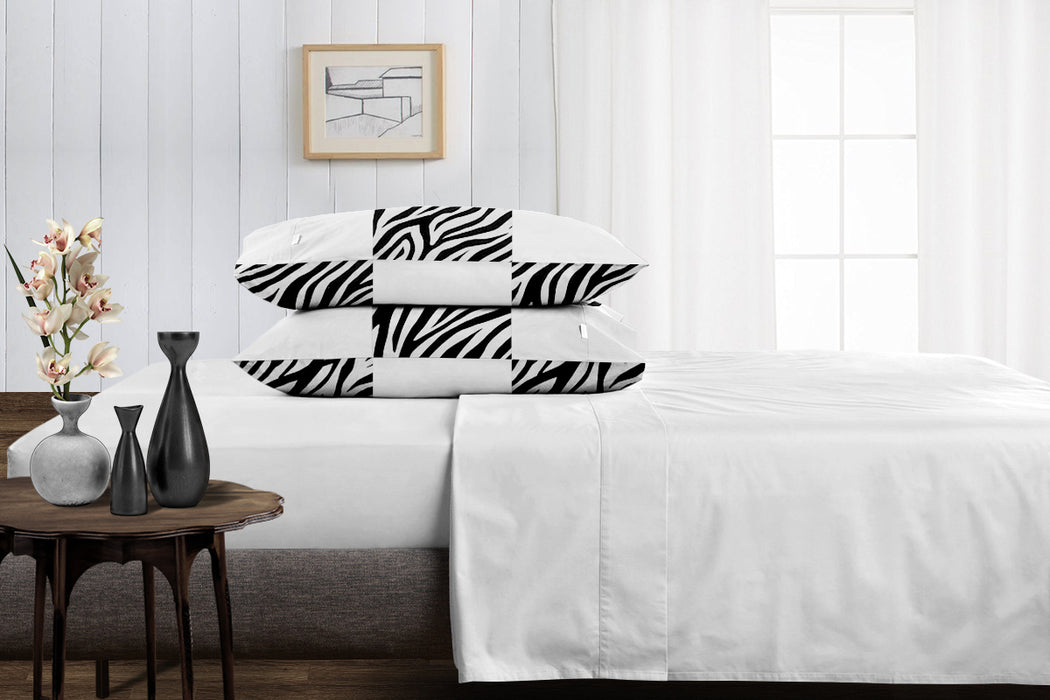 Zebra Print with White Chex Pillow Covers