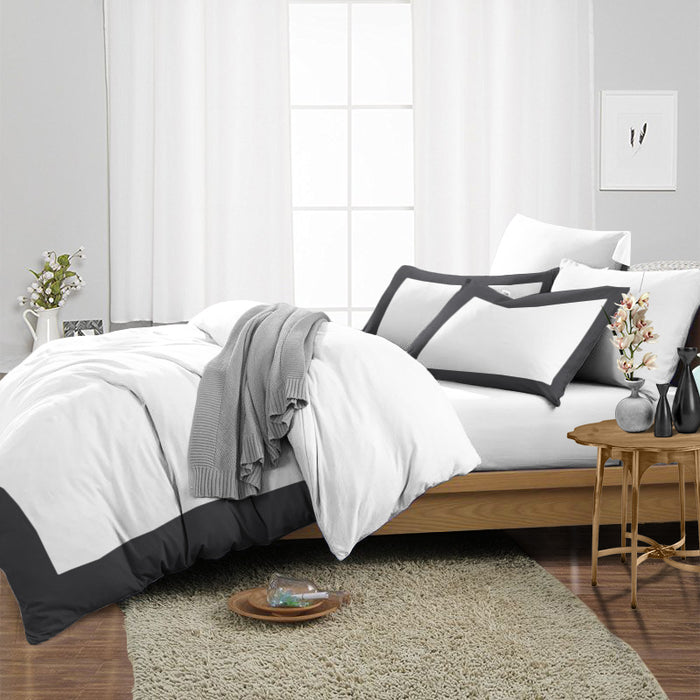 Dark Grey with White Two Tone Duvet Cover