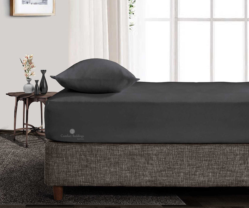 600 TC Dark Grey Fitted Sheet