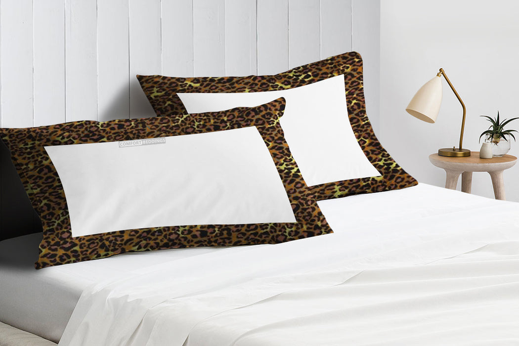 Leopard Print with White Two Tone Pillow Covers