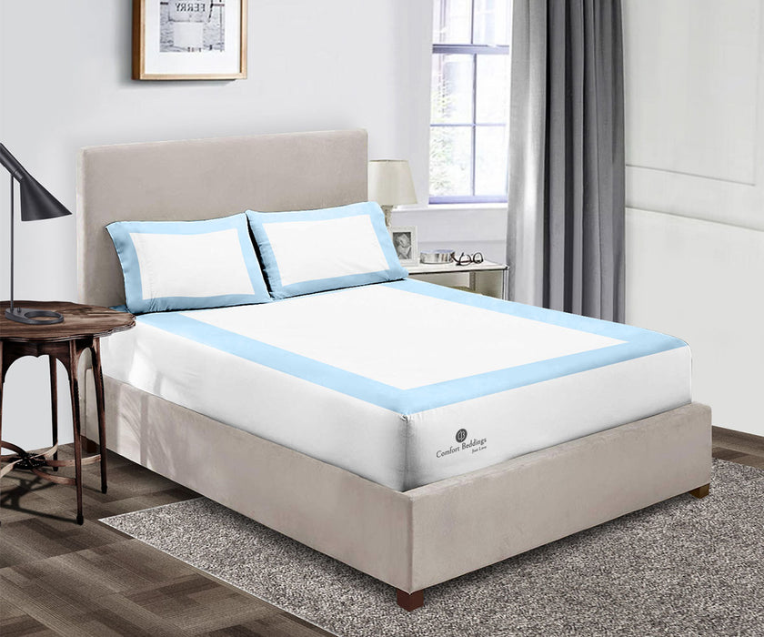 Light Blue two tone Fitted Bed Sheet