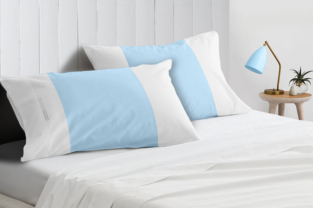 Light Blue with White Contrast Pillow Covers