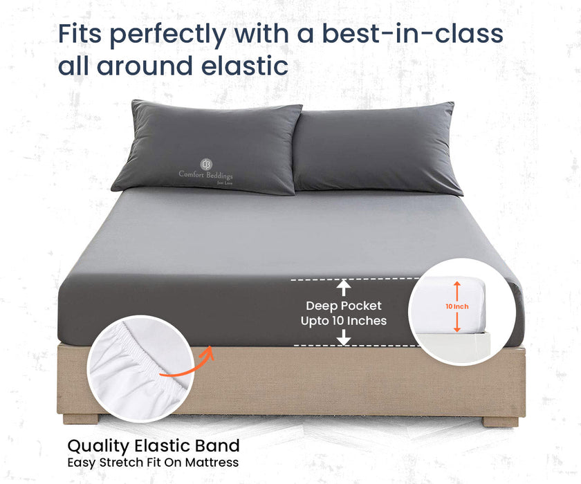 white elastic fitted bed sheets