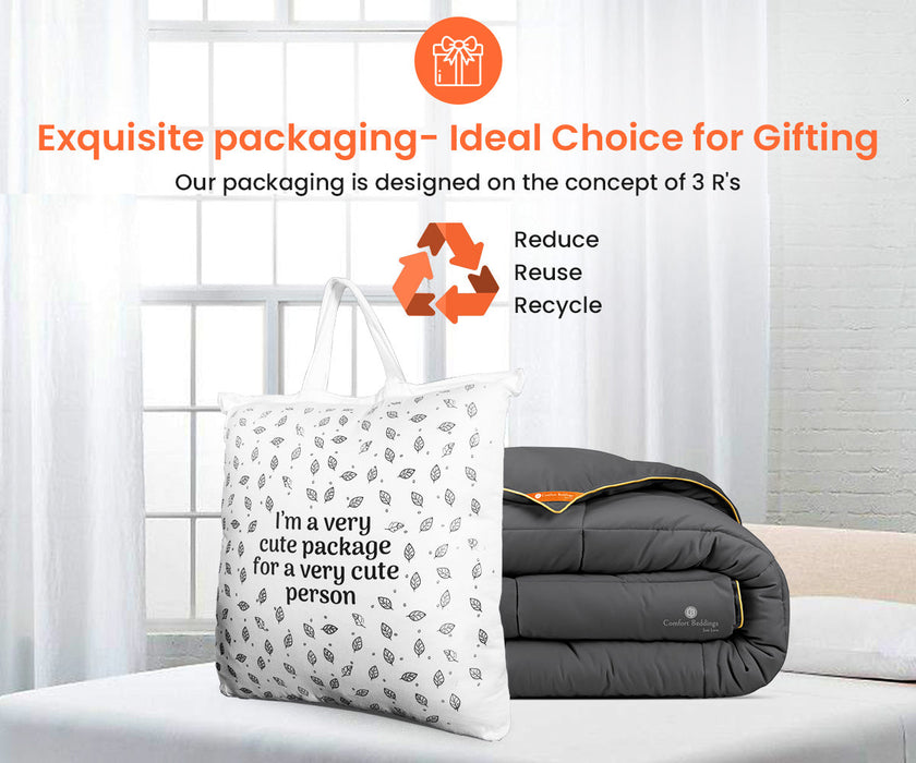 Light grey and moss reversible comforter - Comfort Beddings