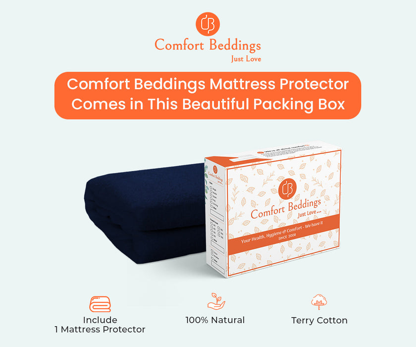Navy Blue Waterproof Mattress Protector - Comfort Beddings