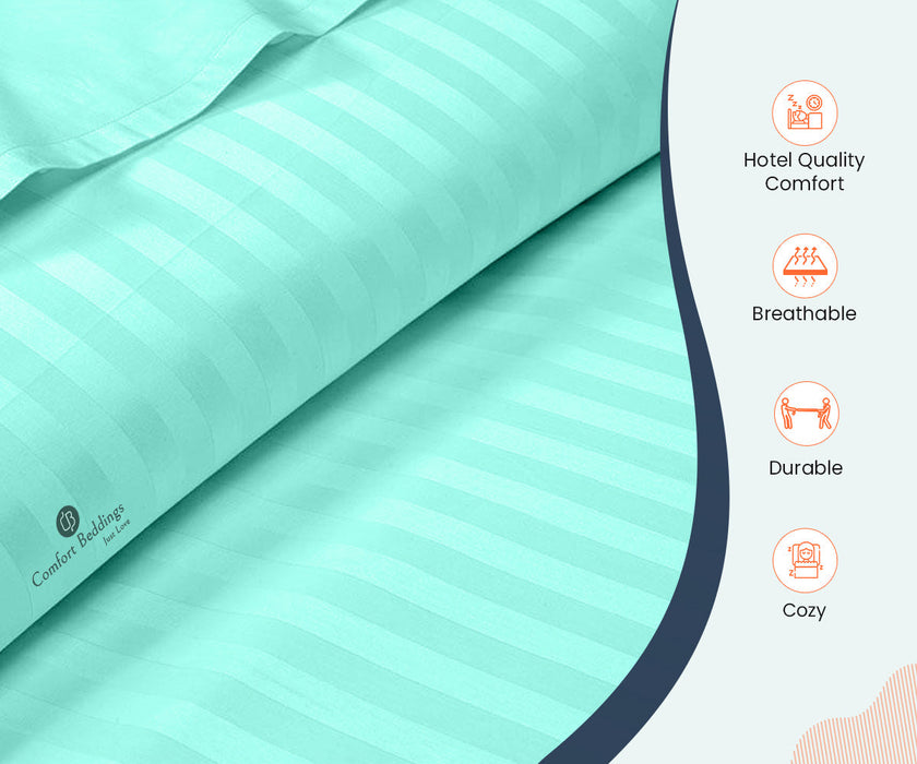 Aqua Blue Stripe Fitted Bed Sheet