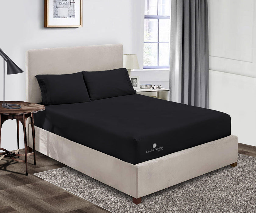 Black Fitted Bed Sheet - Comfort Beddings