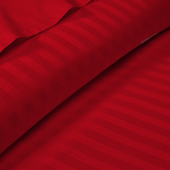 300 TC Blood red Striped Duvet Cover Set