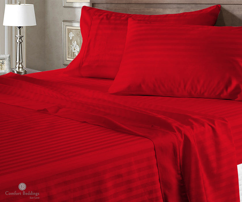 Blood red stripe flat bed sheets