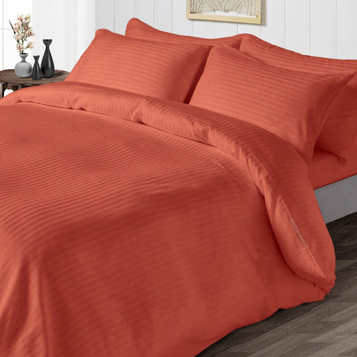 Brick Red Striped Duvet Cover - Comfort Beddings