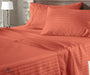 brick red stripe flat bed sheets
