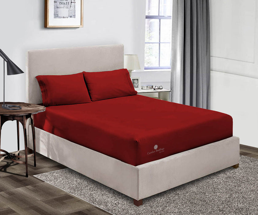 Burgundy Fitted Bed Sheet - Comfort Beddings