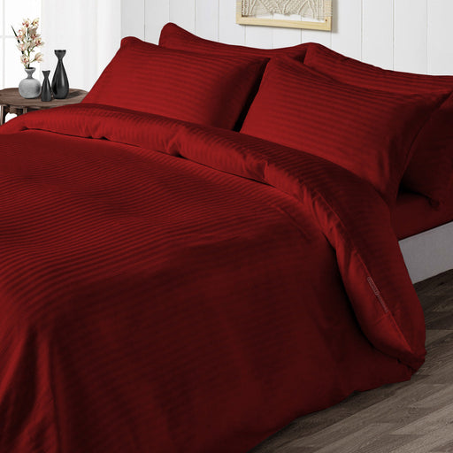 Burgundy Striped Duvet Cover - Comfort Beddings
