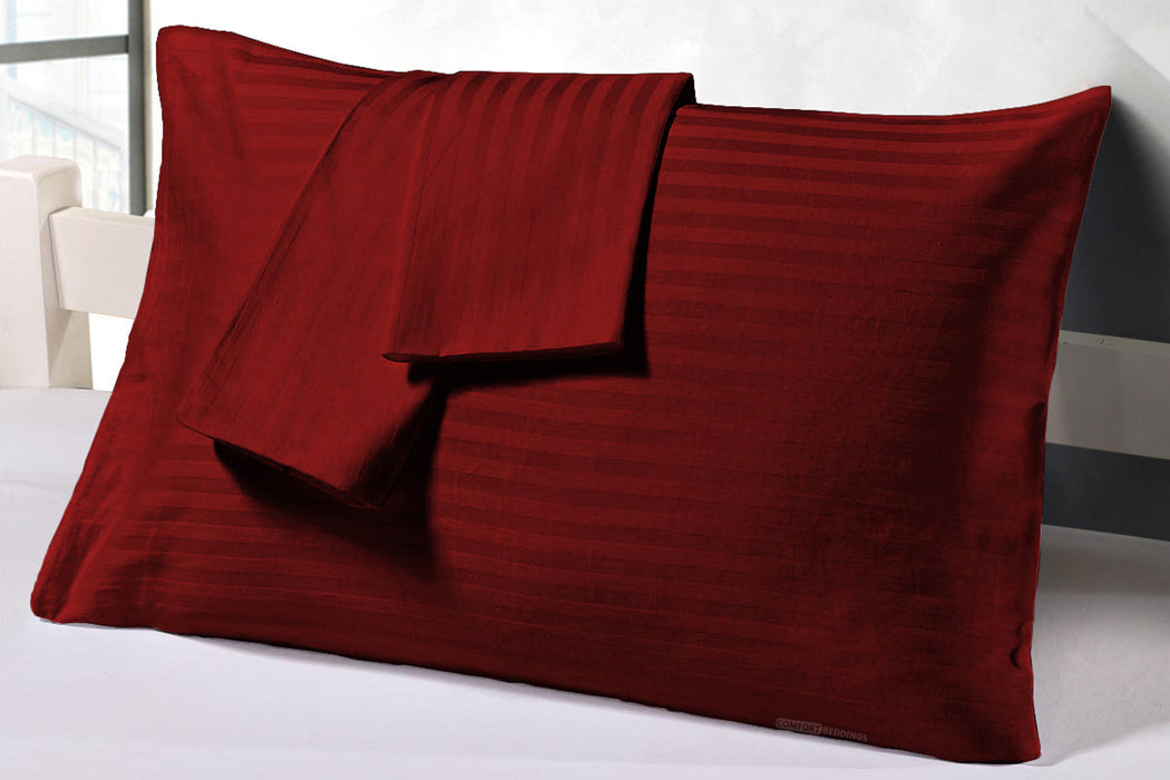 Burgundy stripe pillow covers