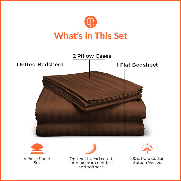 Chocolate Striped Bedsheet Set