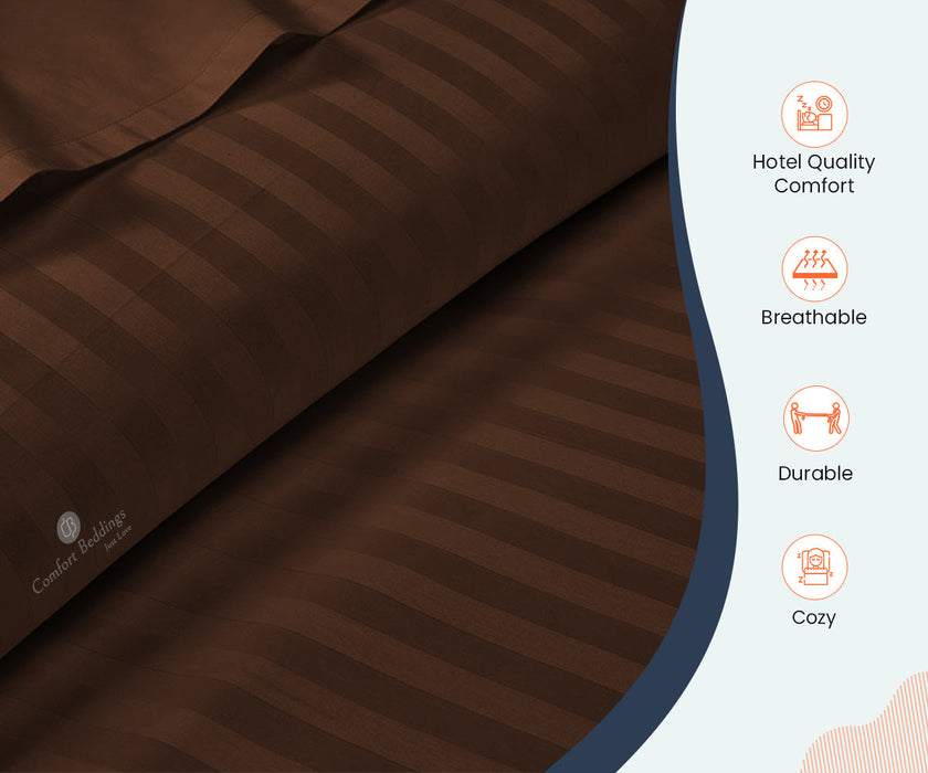 Chocolate Stripe Fitted Bed Sheet - Comfort Beddings